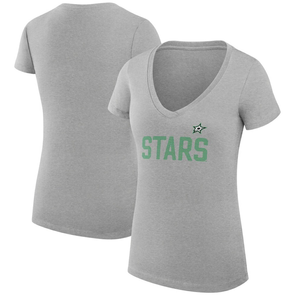NHL Dallas Stars G-III 4Her by Carl Banks Women's Super-Slim Fit Lightweight Dot Print Team V-Neck T-Shirt