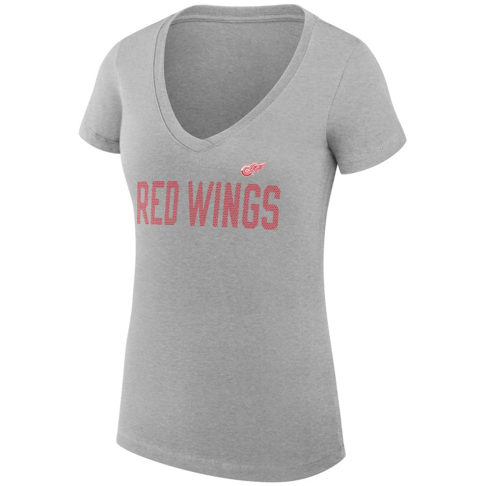 NHL Detroit Red Wings G-III 4Her by Carl Banks Women's Super-Slim Fit Lightweight Dot Print Team V-Neck T-Shirt