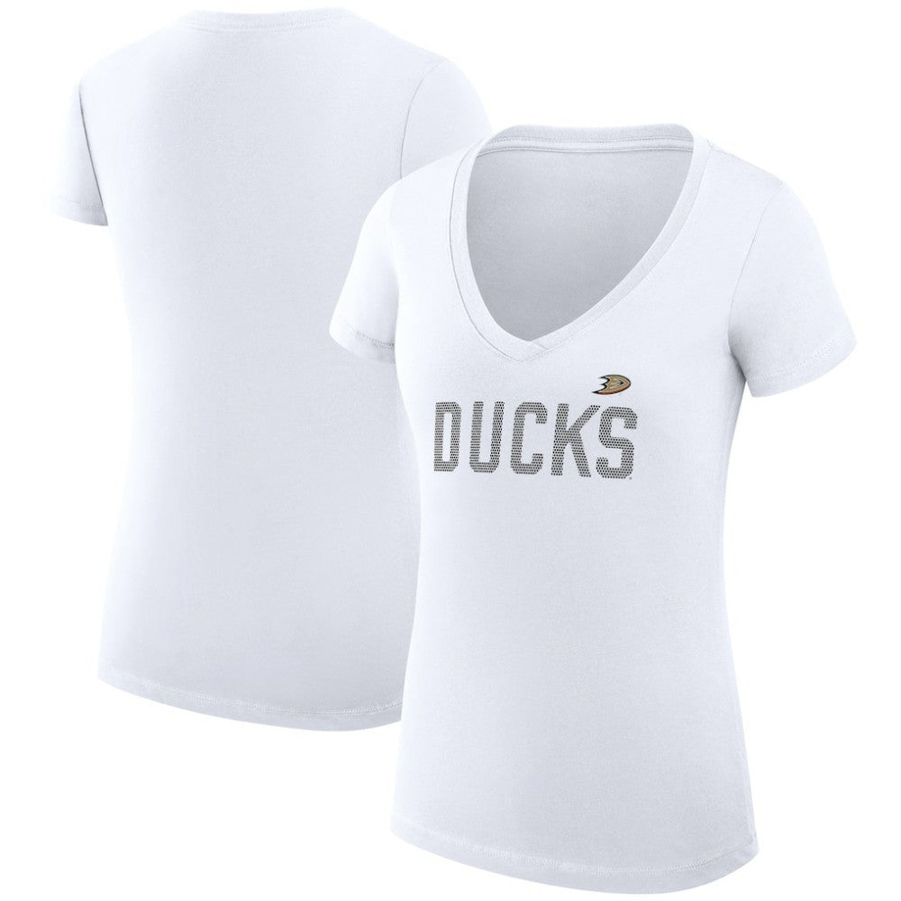 NHL Anaheim Ducks G-III 4Her by Carl Banks Women's Super-Slim Fit Lightweight Dot Print Team V-Neck T-Shirt