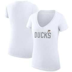 NHL Anaheim Ducks G-III 4Her by Carl Banks Women's Super-Slim Fit Lightweight Dot Print Team V-Neck T-Shirt