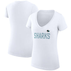 NHL San Jose Sharks G-III 4Her by Carl Banks Women's Super-Slim Fit Lightweight Dot Print Team V-Neck T-Shirt