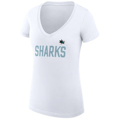 NHL San Jose Sharks G-III 4Her by Carl Banks Women's Super-Slim Fit Lightweight Dot Print Team V-Neck T-Shirt