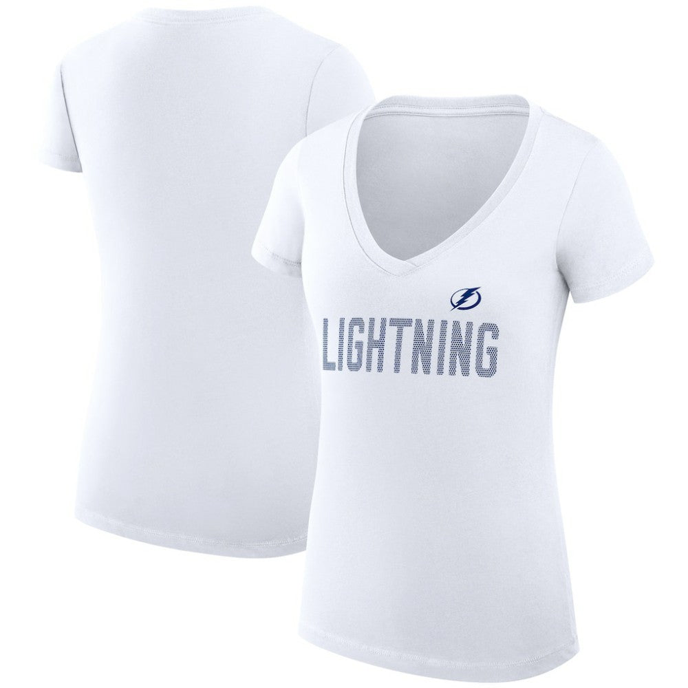 NHL Tampa Bay Lightning G-III 4Her by Carl Banks Women's Super-Slim Fit Lightweight Dot Print Team V-Neck T-Shirt