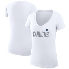 NHL Vancouver Canucks G-III 4Her by Carl Banks Women's Super-Slim Fit Lightweight Dot Print Team V-Neck T-Shirt