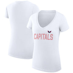 NHL Washington Capitals G-III 4Her by Carl Banks Women's Super-Slim Fit Lightweight Dot Print Team V-Neck T-Shirt
