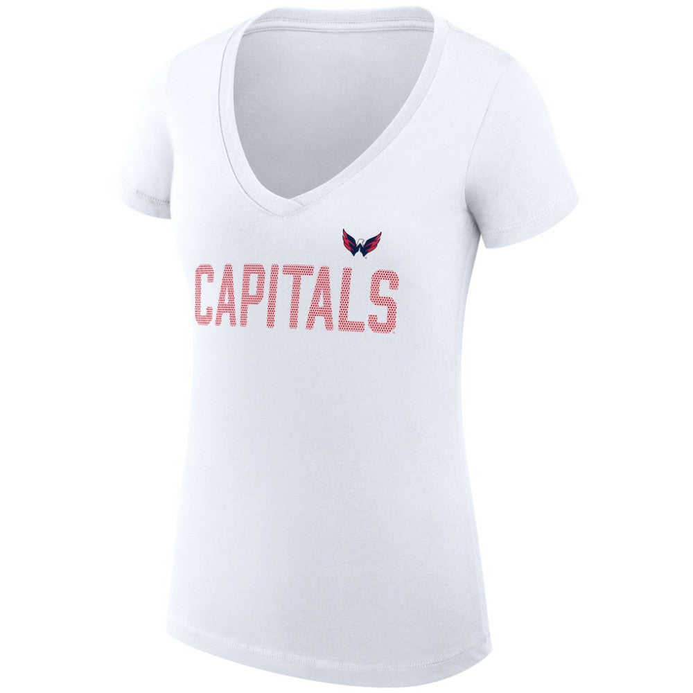 NHL Washington Capitals G-III 4Her by Carl Banks Women's Super-Slim Fit Lightweight Dot Print Team V-Neck T-Shirt