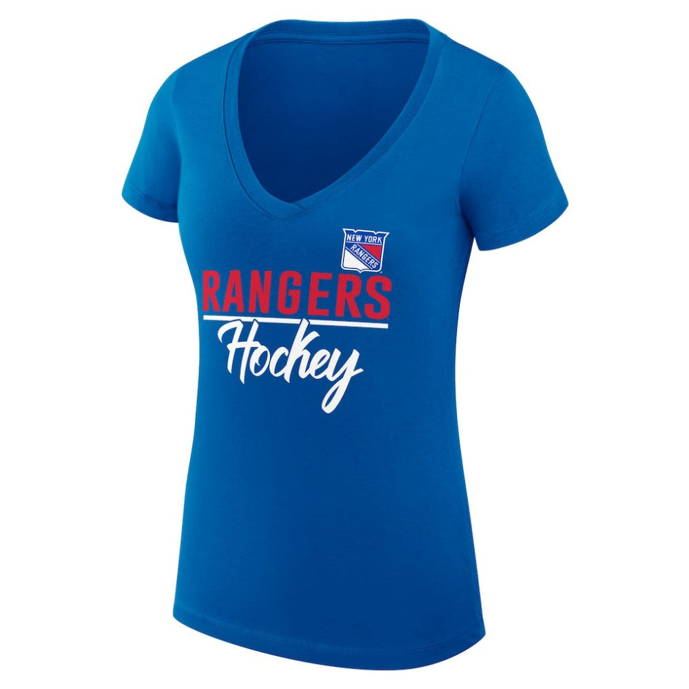 NHL New York Rangers G-III 4Her by Carl Banks Women's Super-Slim Fit Lightweight Team Sport V-Neck T-Shirt