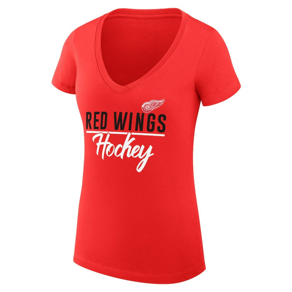 NHL Detroit Red Wings G-III 4Her by Carl Banks Women's Super-Slim Fit Lightweight Graphic V-Neck T-Shirt