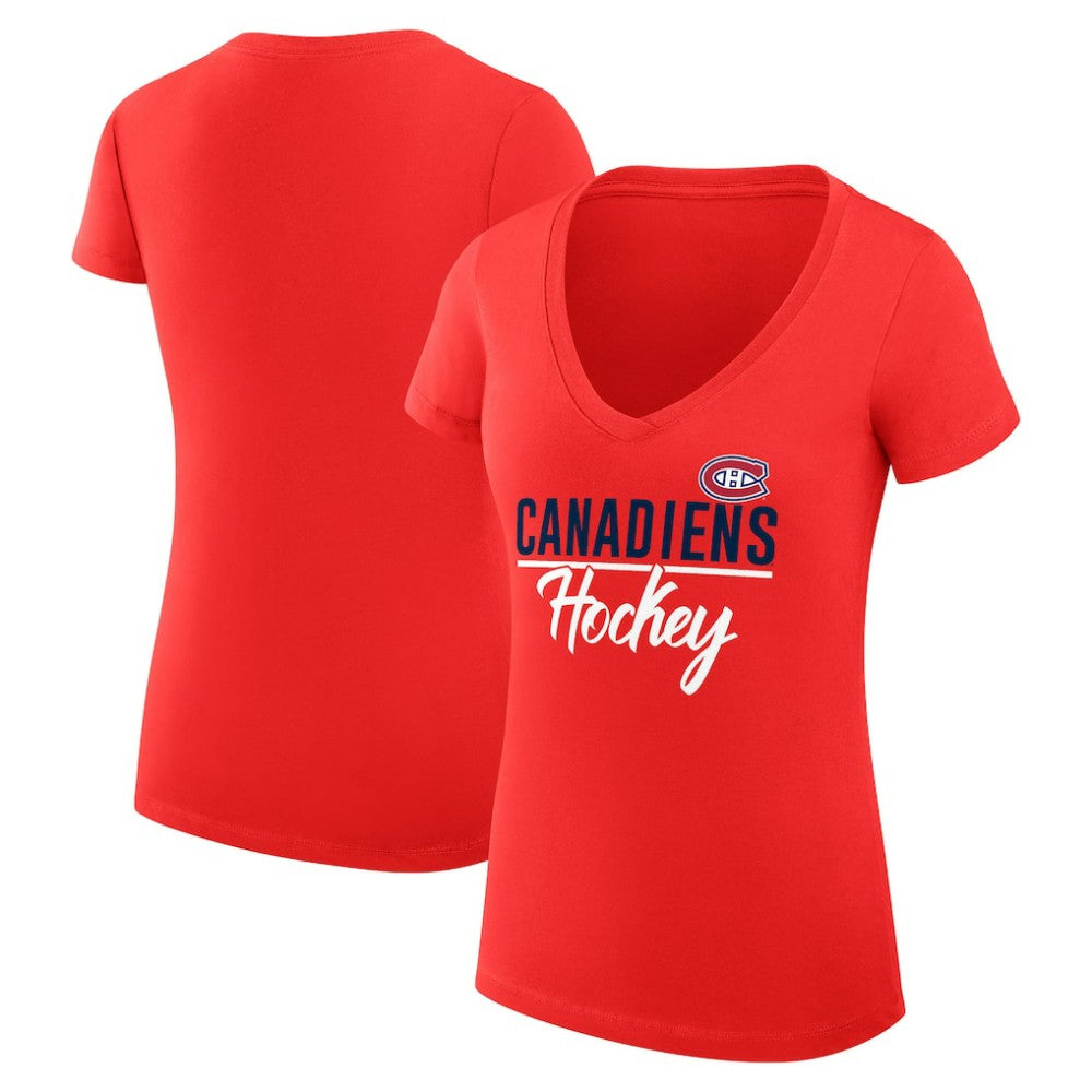 NHL Montreal Canadiens G-III 4Her by Carl Banks Women's Super-Slim Fit Lightweight Graphic V-Neck T-Shirt