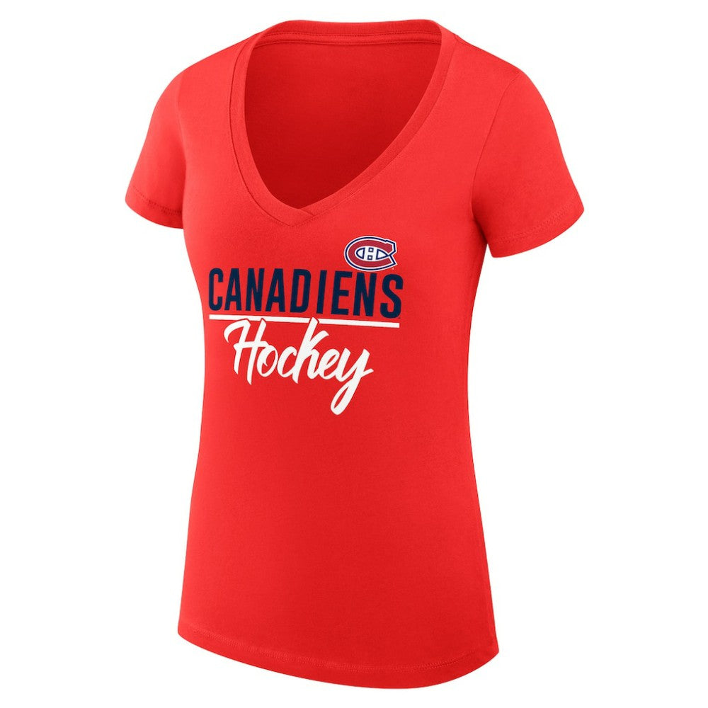 NHL Montreal Canadiens G-III 4Her by Carl Banks Women's Super-Slim Fit Lightweight Graphic V-Neck T-Shirt