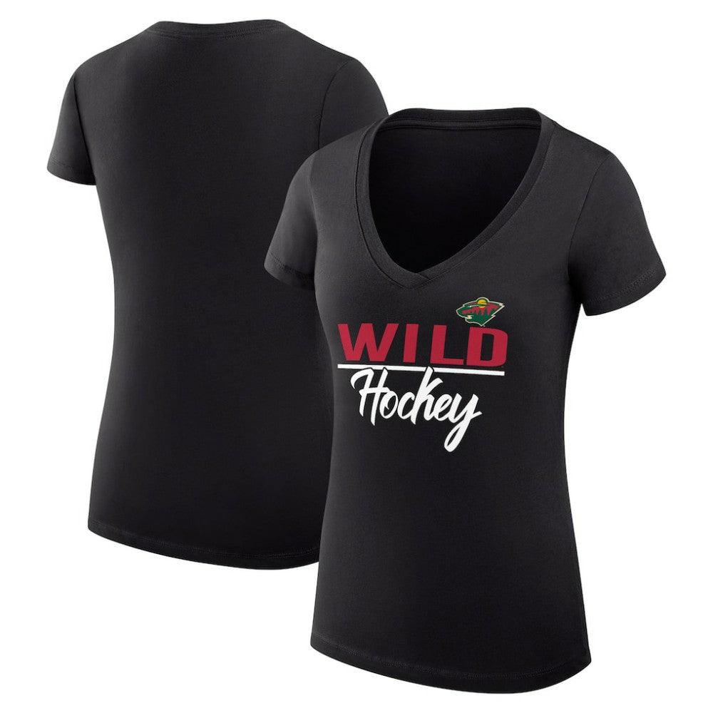 NHL Minnesota Wild G-III 4Her by Carl Banks Women's Super-Slim Fit Lightweight Graphic V-Neck T-Shirt