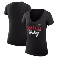 NHL Minnesota Wild G-III 4Her by Carl Banks Women's Super-Slim Fit Lightweight Graphic V-Neck T-Shirt