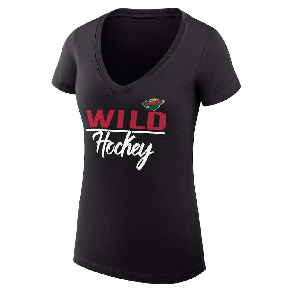 NHL Minnesota Wild G-III 4Her by Carl Banks Women's Super-Slim Fit Lightweight Graphic V-Neck T-Shirt