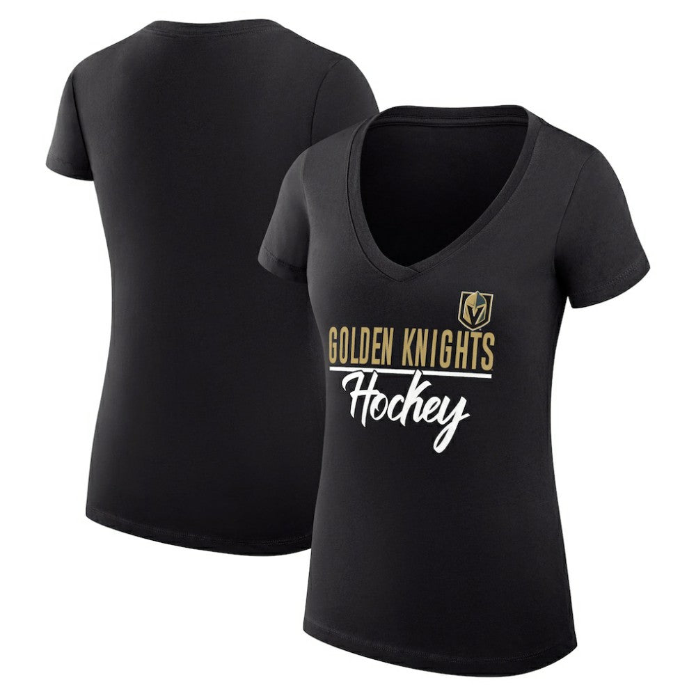 NHL Vegas Golden Knights G-III 4Her by Carl Banks Women's Super-Slim Fit Lightweight Graphic V-Neck T-Shirt