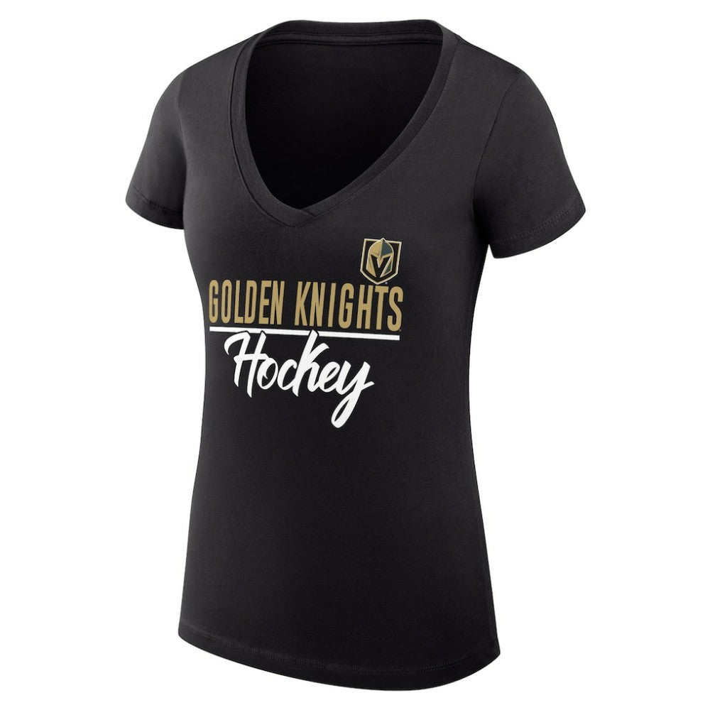 NHL Vegas Golden Knights G-III 4Her by Carl Banks Women's Super-Slim Fit Lightweight Graphic V-Neck T-Shirt