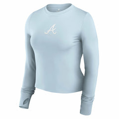 Light Blue Atlanta Braves Fanatics Women's Studio Fitted Long Sleeve Gym Top