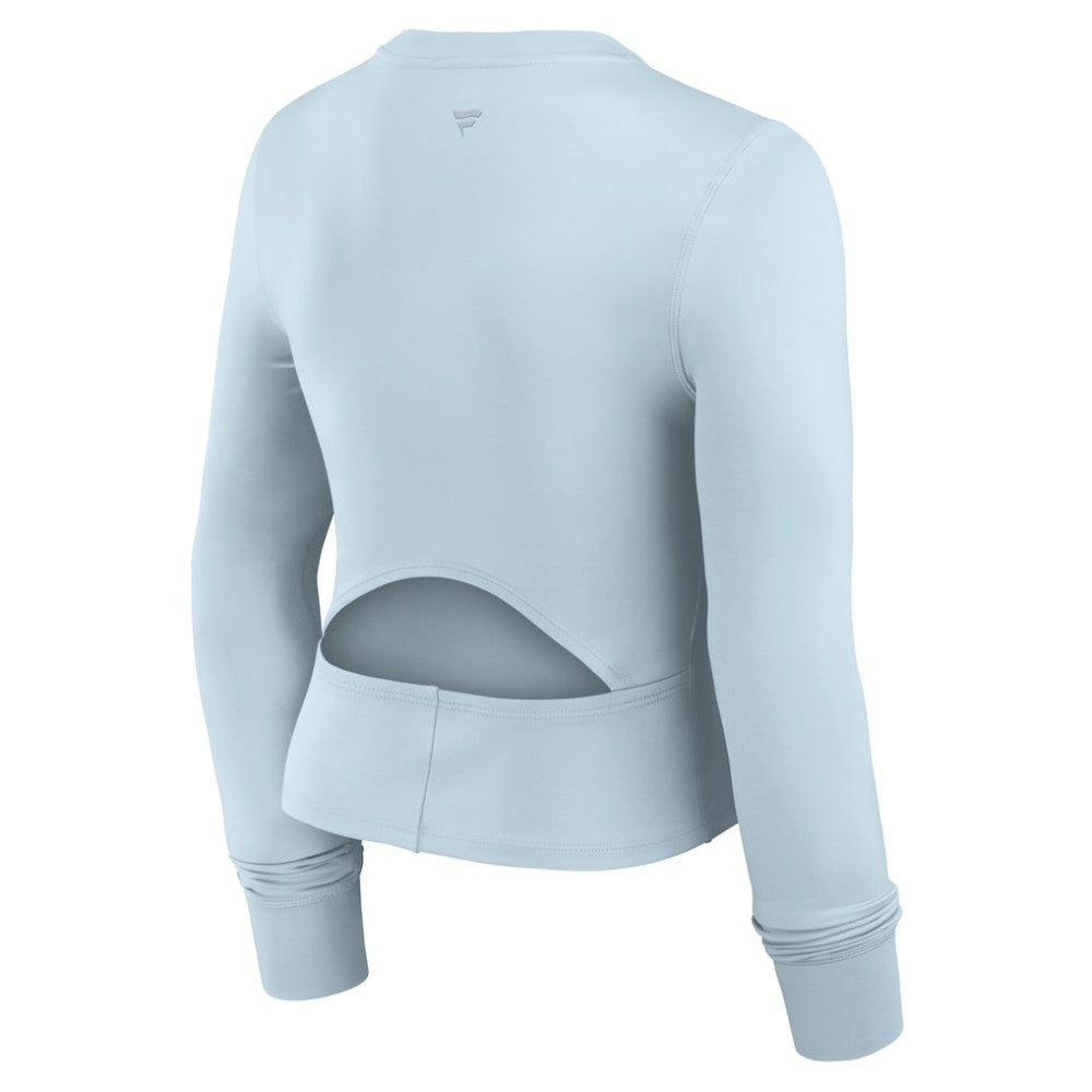 Light Blue Atlanta Braves Fanatics Women's Studio Fitted Long Sleeve Gym Top