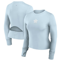 Light Blue Houston Astros Fanatics Women's Studio Fitted Long Sleeve Gym Top