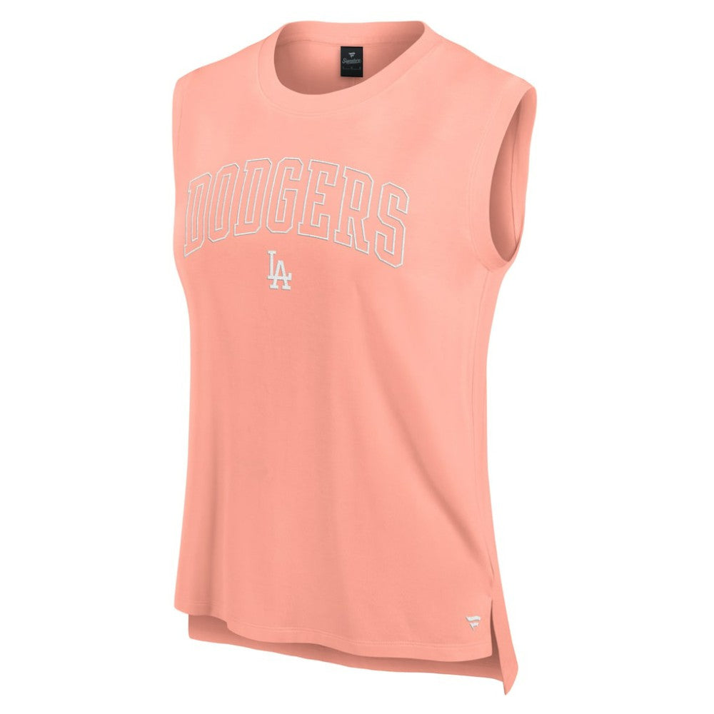 Coral Los Angeles Dodgers Fanatics Women's Studio Gym Tank Top