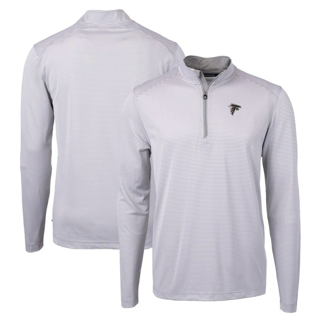 Cutter & Buck Virtue Eco Pique Micro Stripe Recycled Quarter-Zip Pullover Top - Atlanta Falcons Pullover