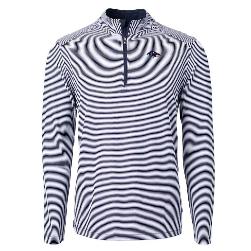 Cutter & Buck Virtue Eco Pique Micro Stripe Recycled Quarter-Zip Pullover Top - Baltimore Ravens Pullover