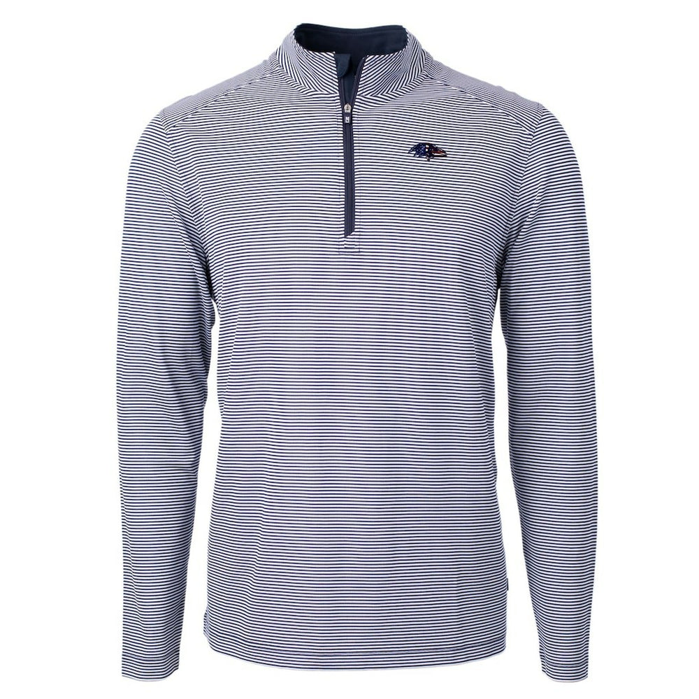 Cutter & Buck Virtue Eco Pique Micro Stripe Recycled Quarter-Zip Pullover Top - Baltimore Ravens Pullover