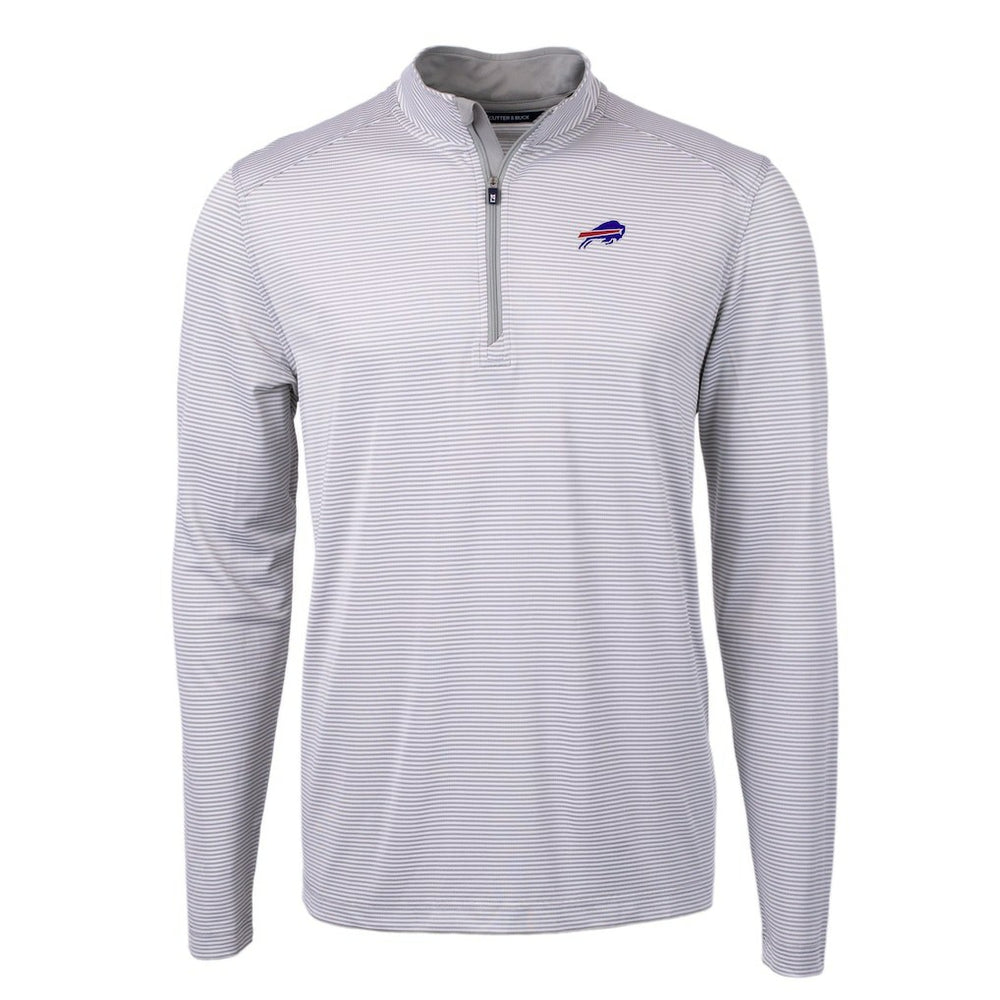 Cutter & Buck Virtue Eco Pique Micro Stripe Recycled Quarter-Zip Pullover Top - Buffalo Bills Pullover