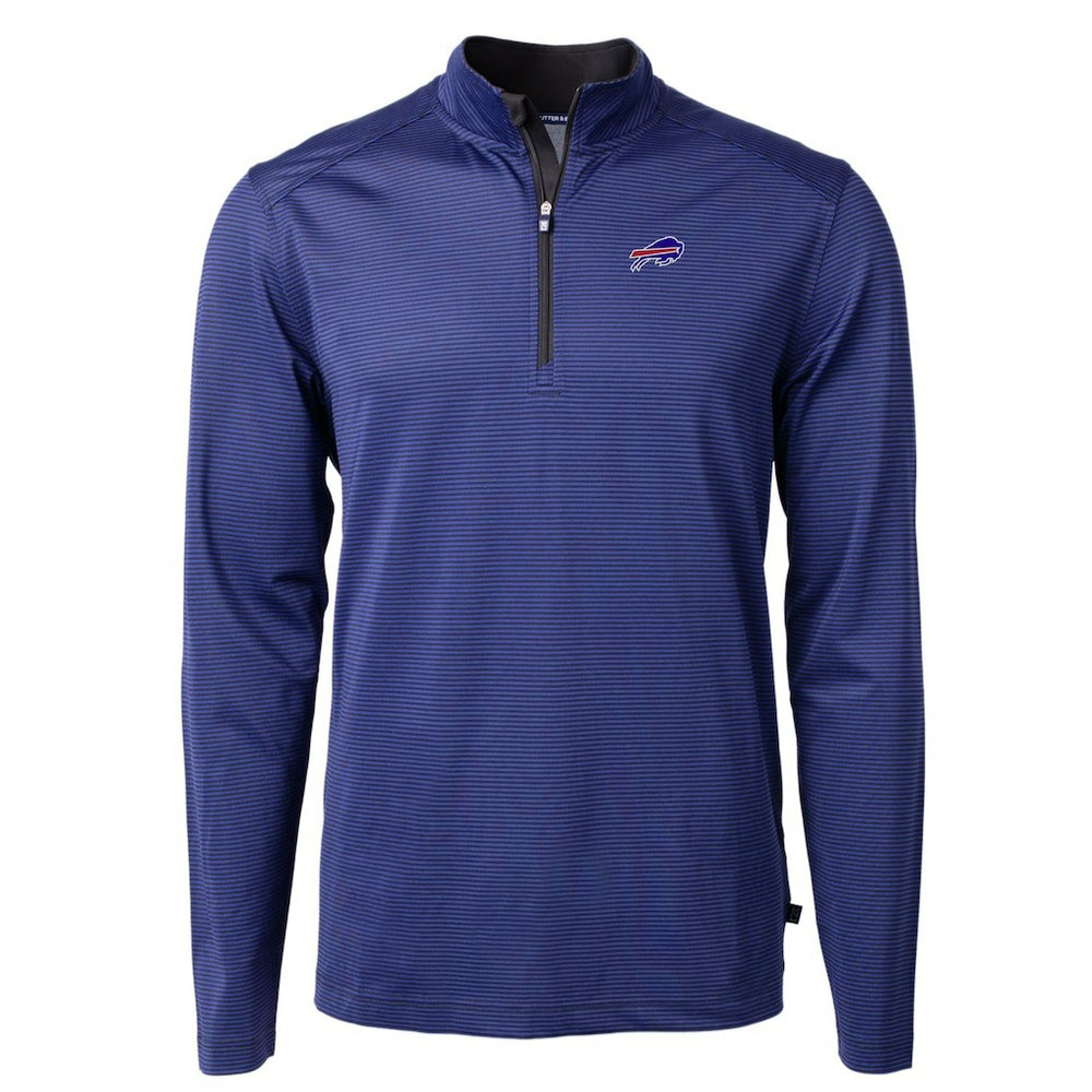 Cutter & Buck Virtue Eco Pique Micro Stripe Recycled Quarter-Zip Pullover Top - Buffalo Bills Pullover