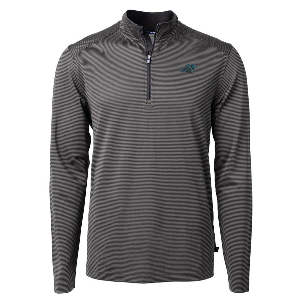 Cutter & Buck Virtue Eco Pique Micro Stripe Recycled Quarter-Zip Pullover Top - Carolina Panthers Pullover