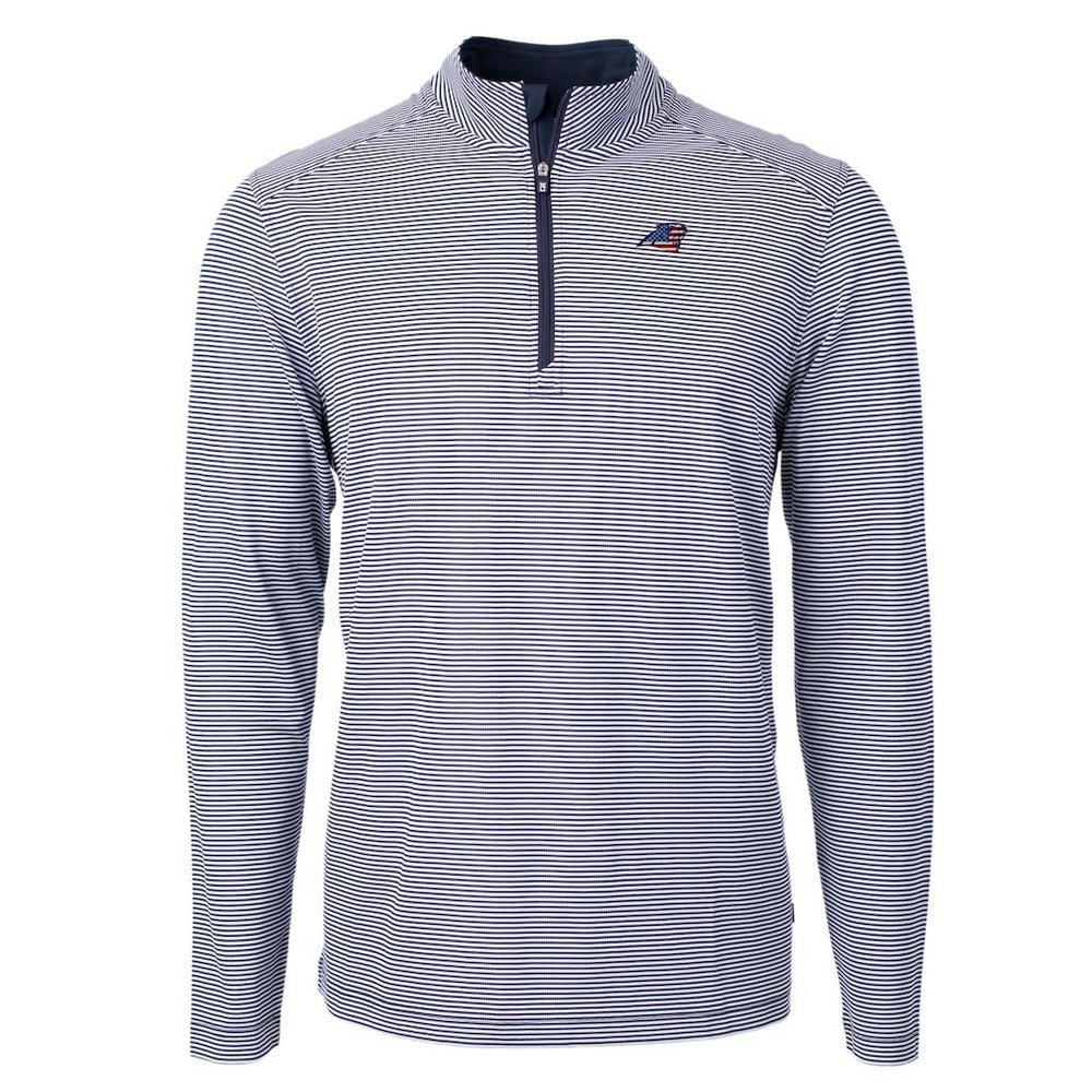 Cutter & Buck Virtue Eco Pique Micro Stripe Recycled Quarter-Zip Pullover Top - Carolina Panthers Pullover