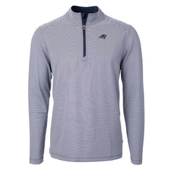 Cutter & Buck Virtue Eco Pique Micro Stripe Recycled Quarter-Zip Pullover Top - Carolina Panthers Pullover