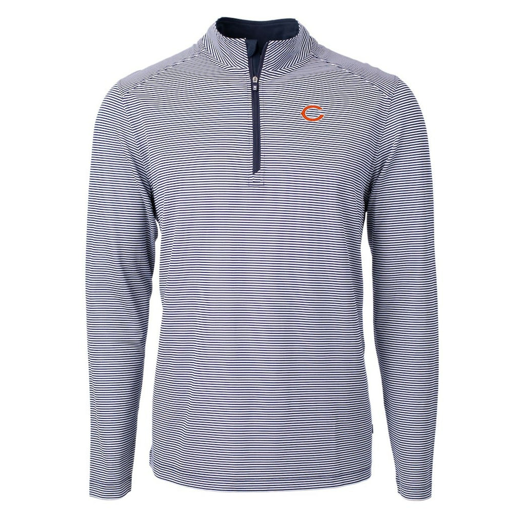 Cutter & Buck Virtue Eco Pique Micro Stripe Recycled Quarter-Zip Pullover Top - Chicago Bears Pullover
