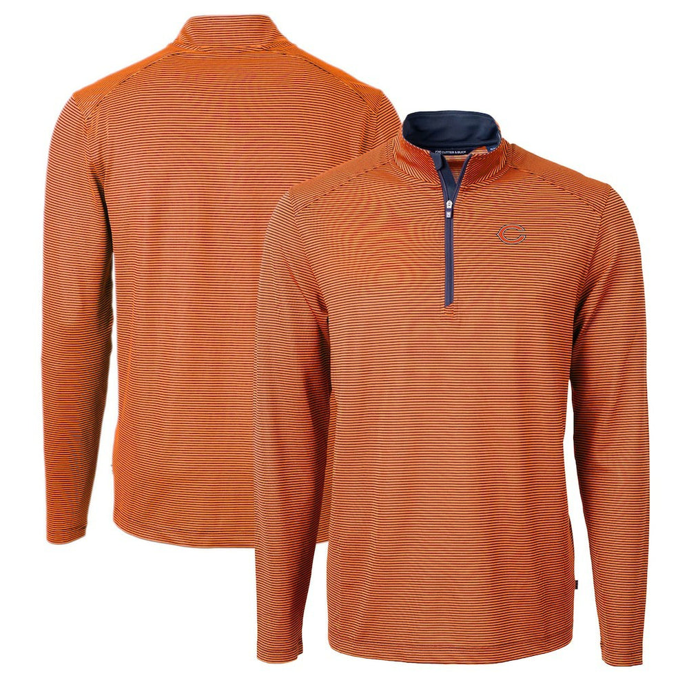 Cutter & Buck Virtue Eco Pique Micro Stripe Recycled Quarter-Zip Pullover Top - Chicago Bears Pullover