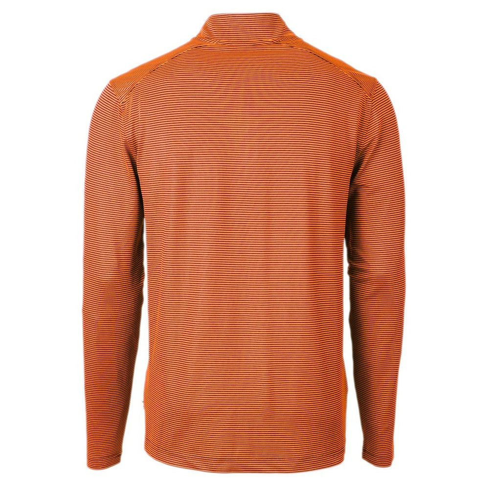 Cutter & Buck Virtue Eco Pique Micro Stripe Recycled Quarter-Zip Pullover Top - Chicago Bears Pullover