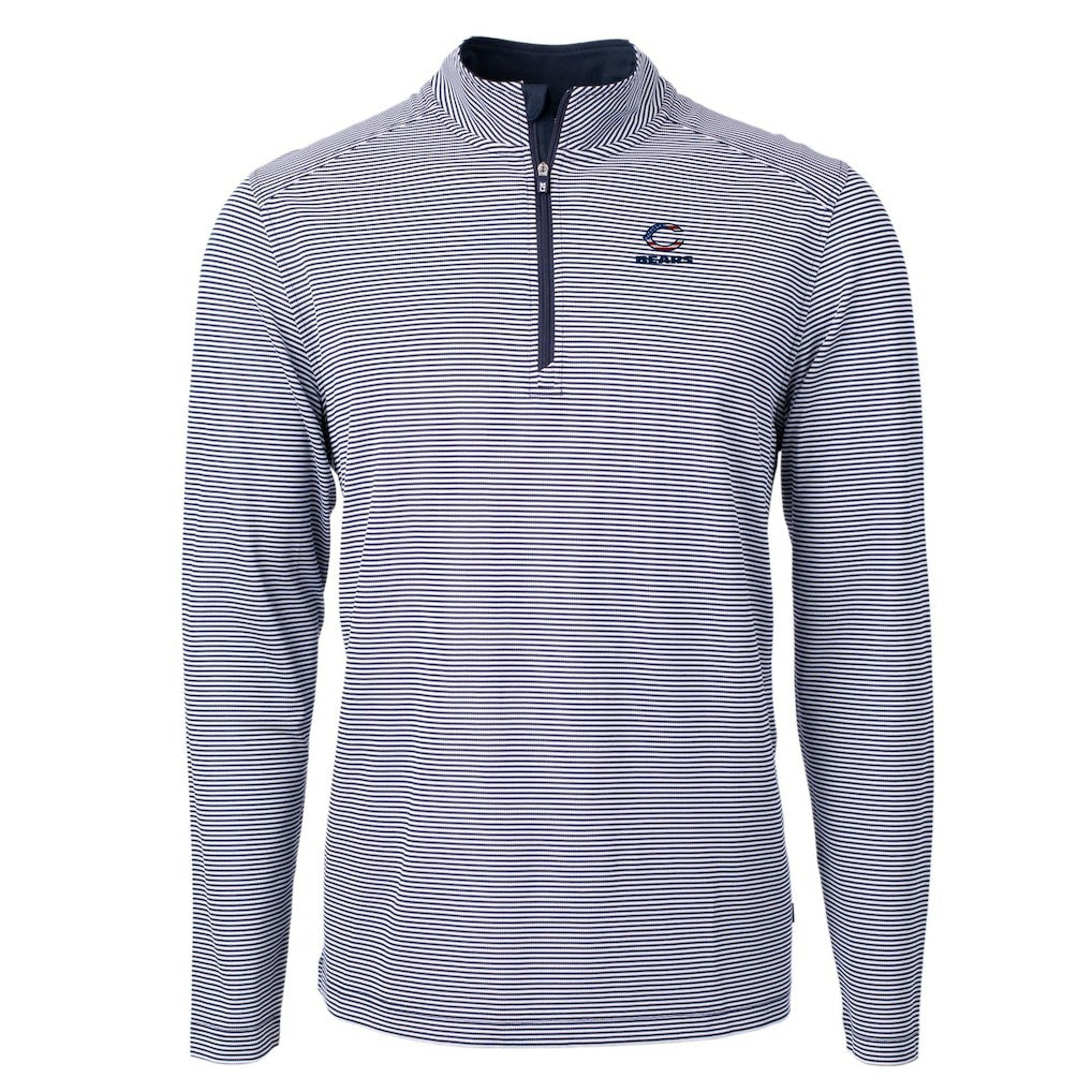 Cutter & Buck Virtue Eco Pique Micro Stripe Recycled Quarter-Zip Pullover Top - Chicago Bears Pullover