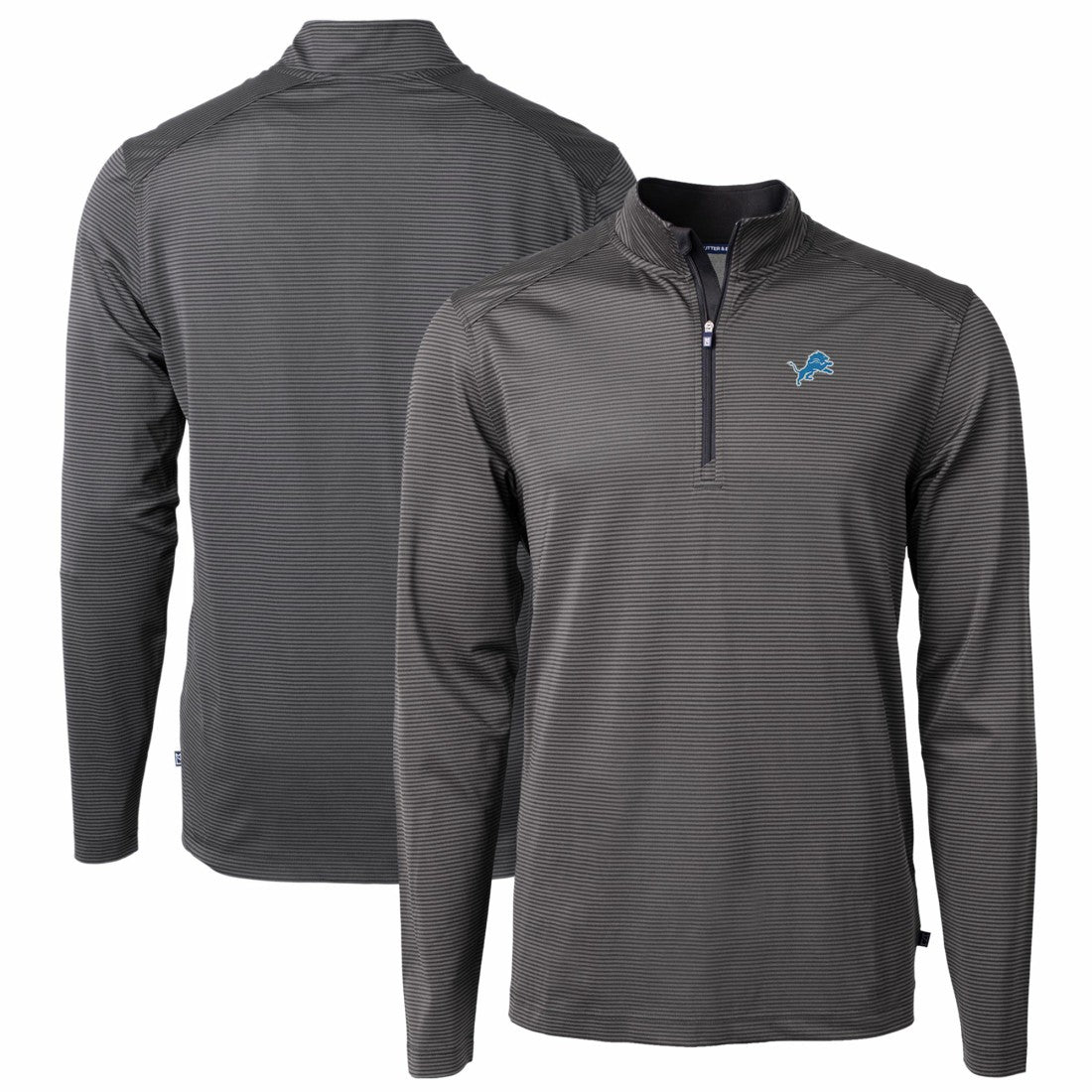 Cutter & Buck Virtue Eco Pique Micro Stripe Recycled Quarter-Zip Pullover Top - Detroit Lions Pullover