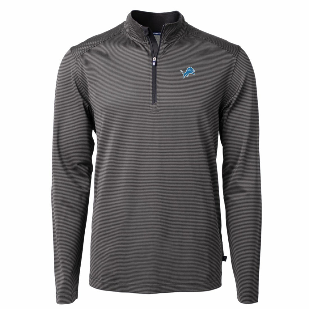 Cutter & Buck Virtue Eco Pique Micro Stripe Recycled Quarter-Zip Pullover Top - Detroit Lions Pullover