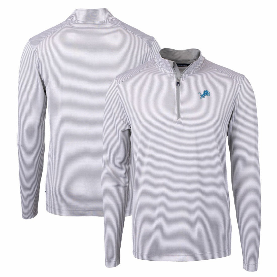 Cutter & Buck Virtue Eco Pique Micro Stripe Recycled Quarter-Zip Pullover Top - Detroit Lions Pullover