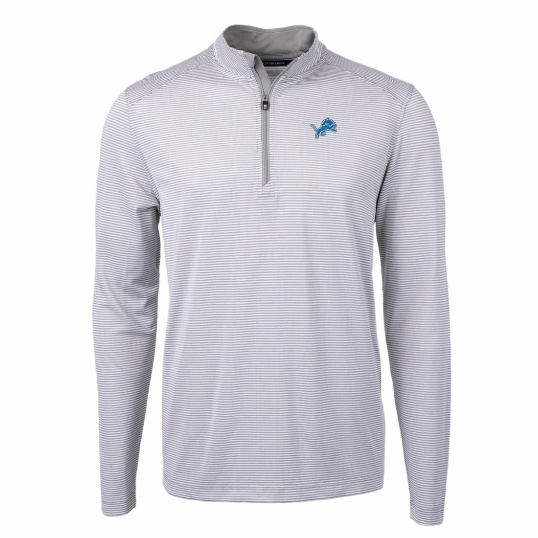 Cutter & Buck Virtue Eco Pique Micro Stripe Recycled Quarter-Zip Pullover Top - Detroit Lions Pullover