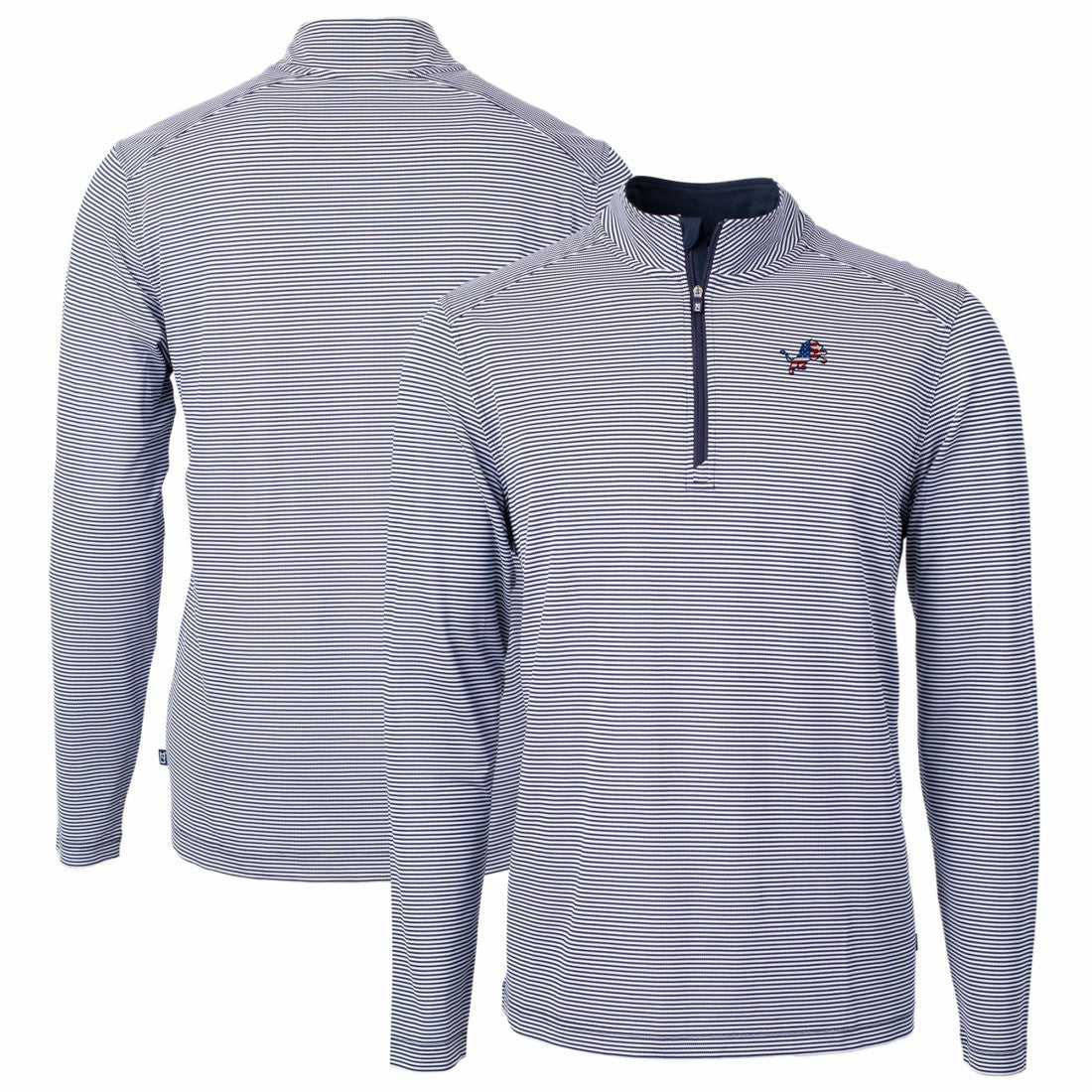 Cutter & Buck Virtue Eco Pique Micro Stripe Recycled Quarter-Zip Pullover Top - Detroit Lions Pullover