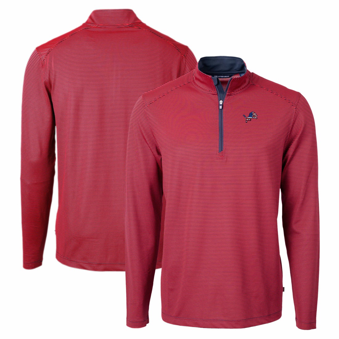 Cutter & Buck Virtue Eco Pique Micro Stripe Recycled Quarter-Zip Pullover Top - Detroit Lions Pullover