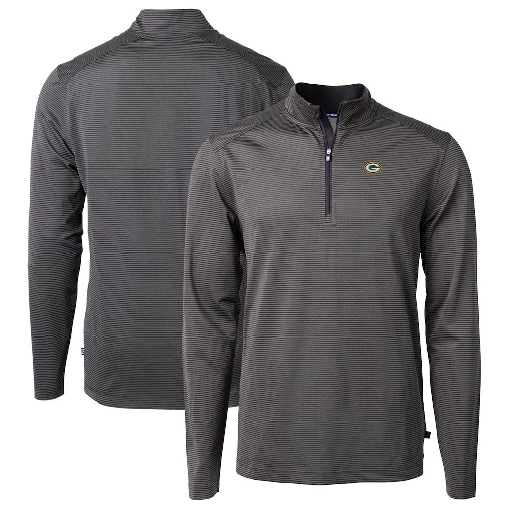 Cutter & Buck Virtue Eco Pique Micro Stripe Recycled Quarter-Zip Pullover Top - Green Bay Packers Pullover