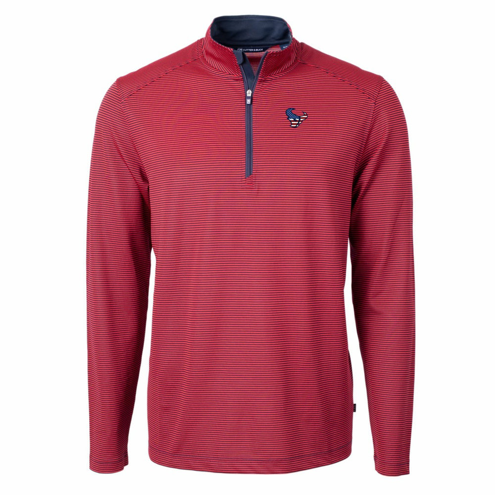 Cutter & Buck Virtue Eco Pique Micro Stripe Recycled Quarter-Zip Pullover Top - Houston Texans Pullover