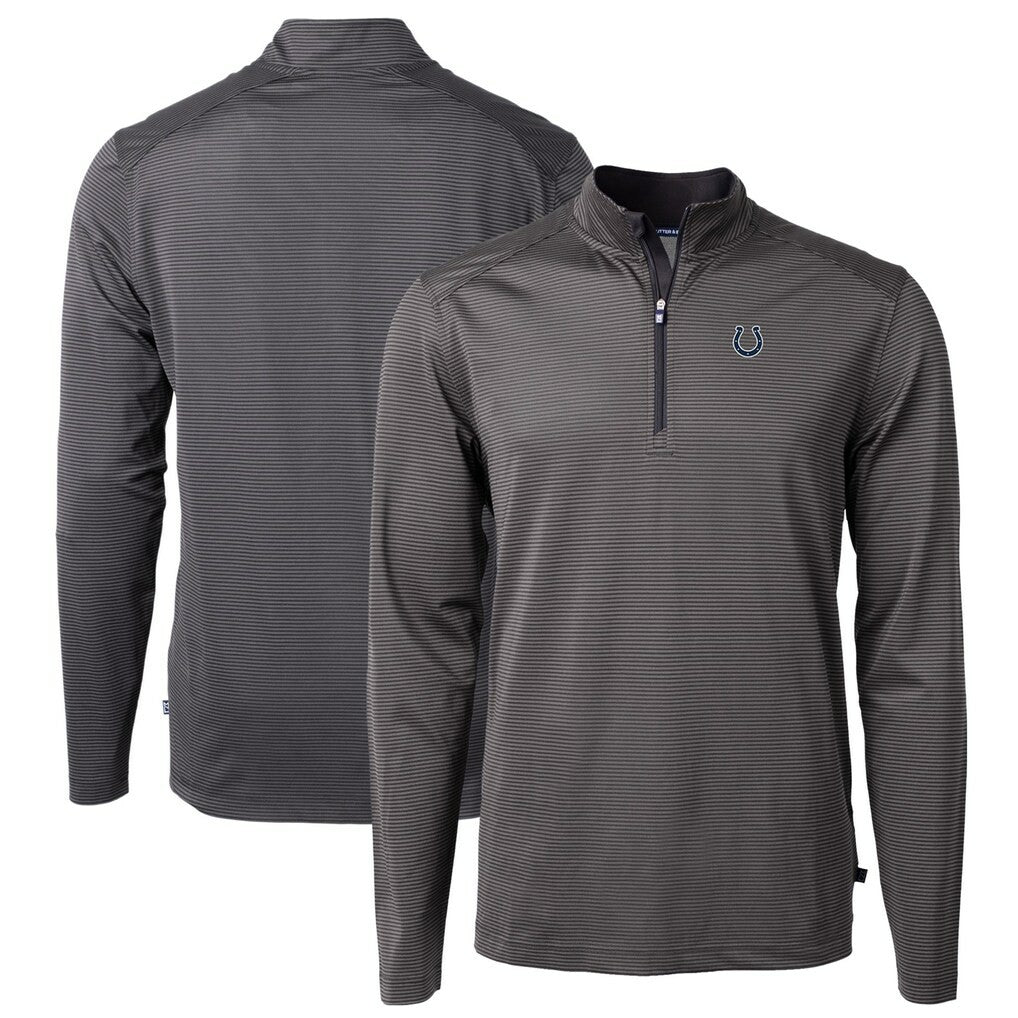 Cutter & Buck Virtue Eco Pique Micro Stripe Recycled Quarter-Zip Pullover Top - Indianapolis Colts Pullover