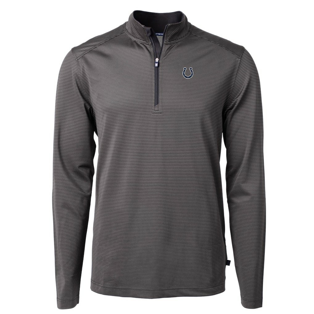 Cutter & Buck Virtue Eco Pique Micro Stripe Recycled Quarter-Zip Pullover Top - Indianapolis Colts Pullover