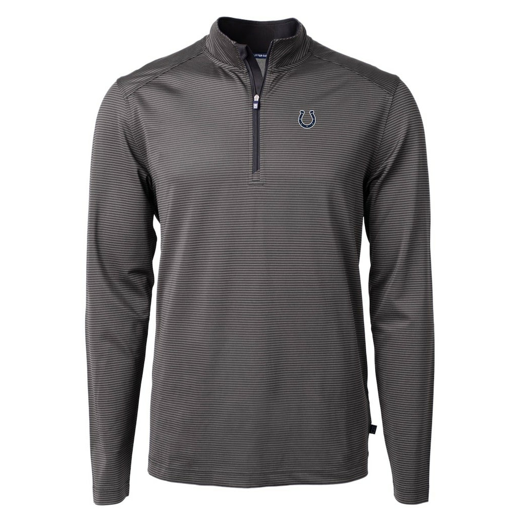Cutter & Buck Virtue Eco Pique Micro Stripe Recycled Quarter-Zip Pullover Top - Indianapolis Colts Pullover