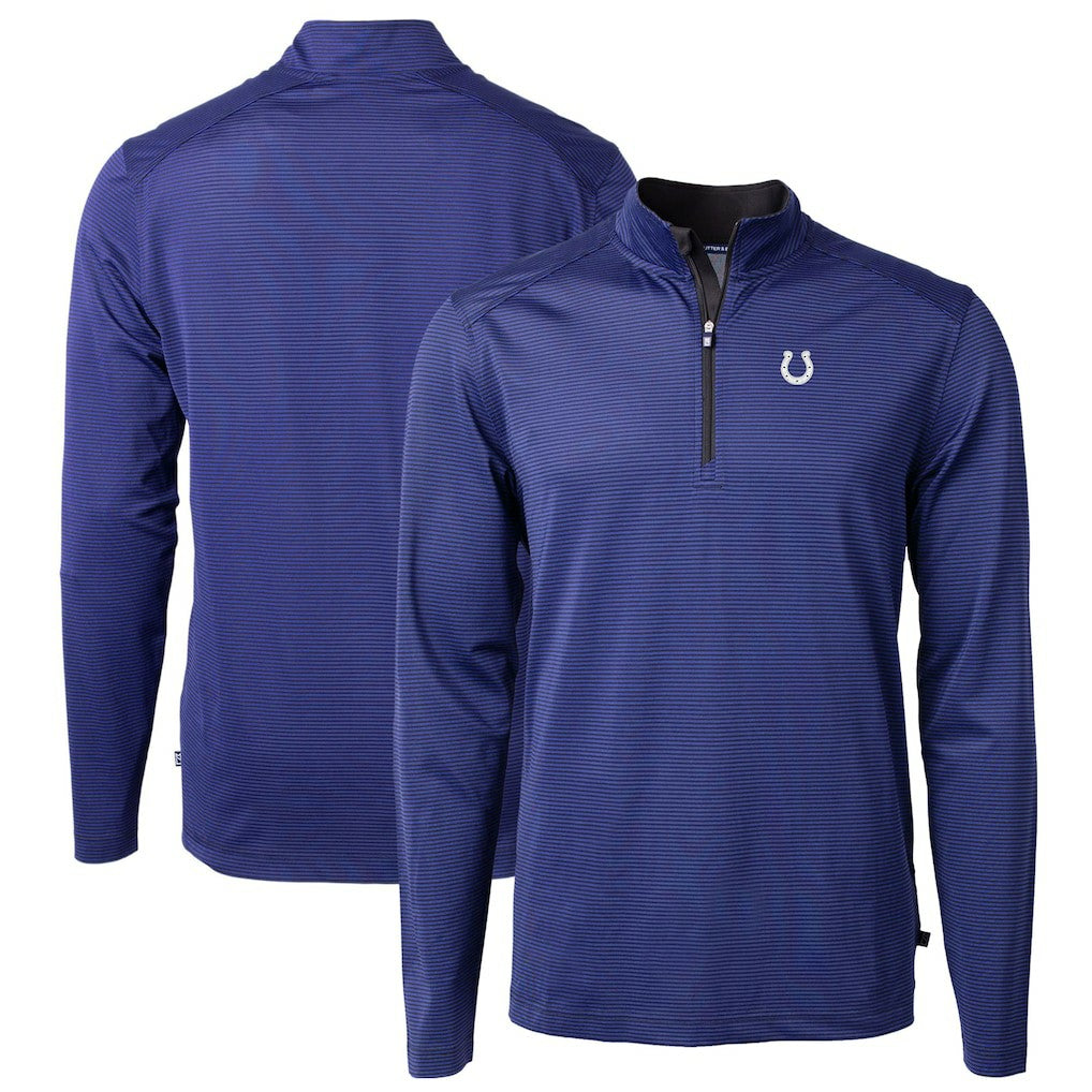 Cutter & Buck Virtue Eco Pique Micro Stripe Recycled Quarter-Zip Pullover Top - Indianapolis Colts Pullover
