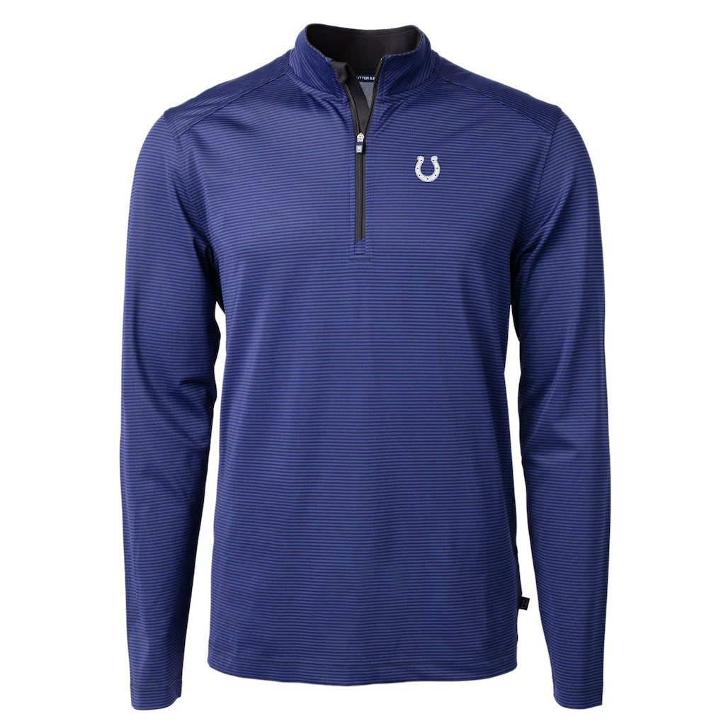 Cutter & Buck Virtue Eco Pique Micro Stripe Recycled Quarter-Zip Pullover Top - Indianapolis Colts Pullover