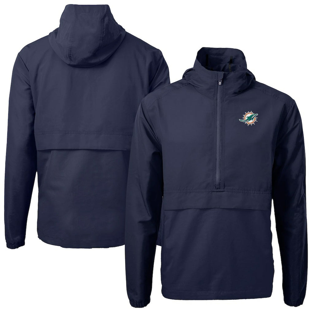 Cutter & Buck Charter Eco Recycled Anorak Half-Zip Jacket - Miami Dolphins Jackets