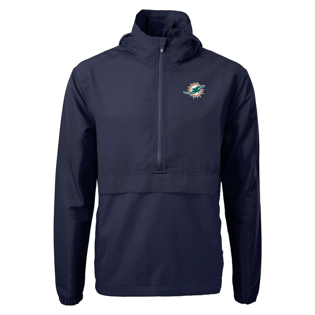 Cutter & Buck Charter Eco Recycled Anorak Half-Zip Jacket - Miami Dolphins Jackets